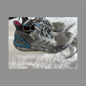 Adidas Gray Sneakers with Blue Highlights